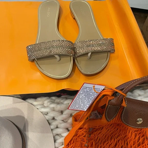 Aldo Gold and Tan Sandals - Picture 1 of 5